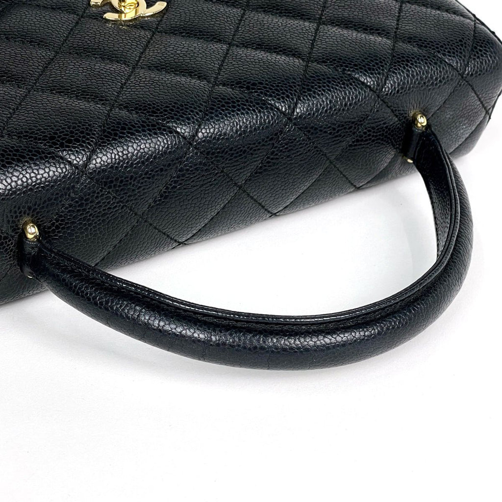 Chanel CC Logo Handbag Quilted Caviar Leather Black — view 5