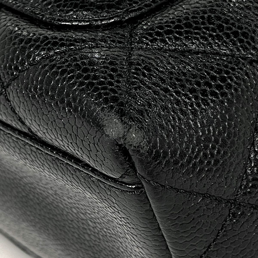 Chanel CC Logo Handbag Quilted Caviar Leather Black — view 3