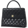 Chanel CC Logo Handbag Quilted Caviar Leather Black