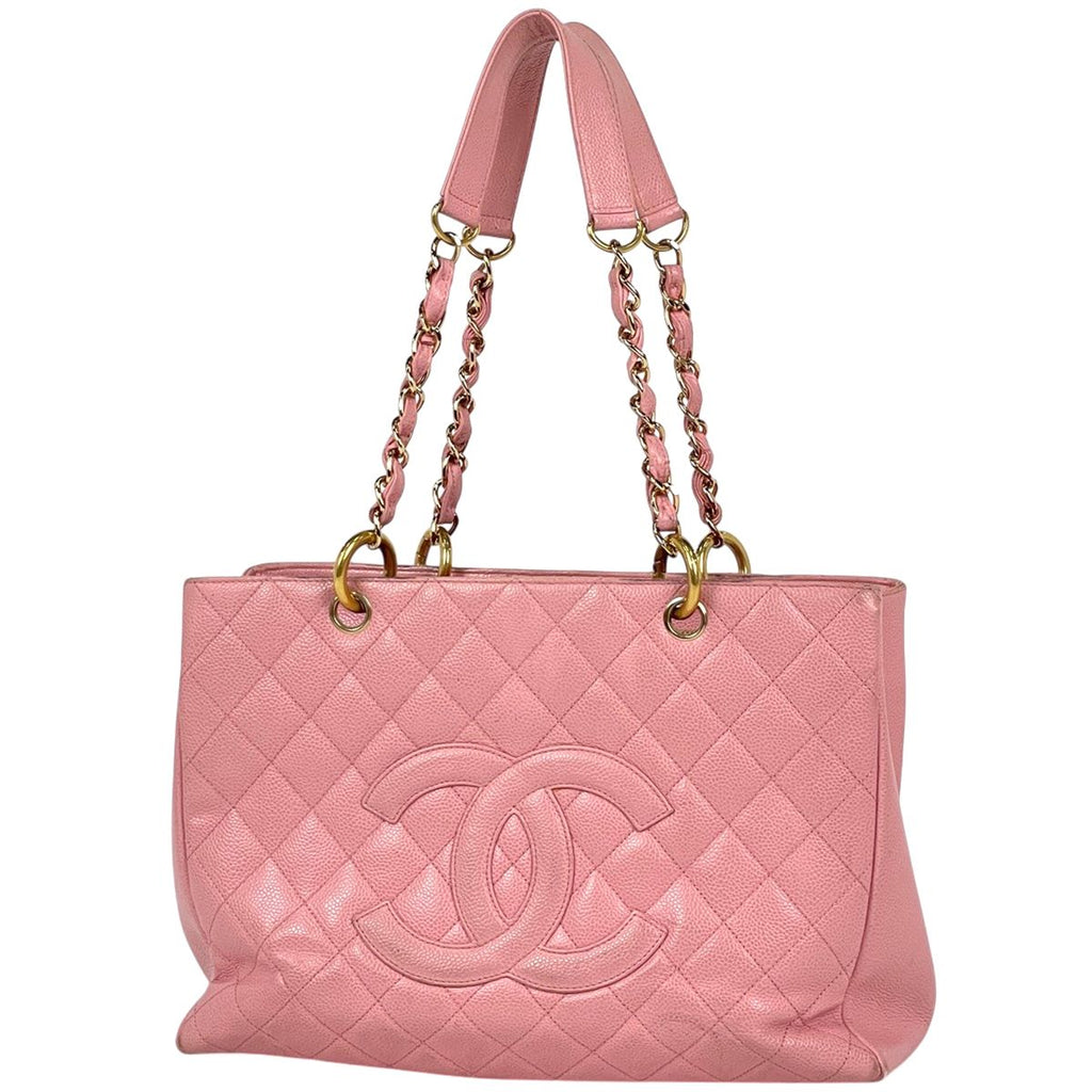 Chanel CC Logo Chain Tote Shoulder Bag Quilted Grand Shopping GST Caviar