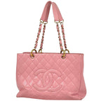 Chanel CC Logo Chain Tote Shoulder Bag Quilted Grand Shopping GST Caviar