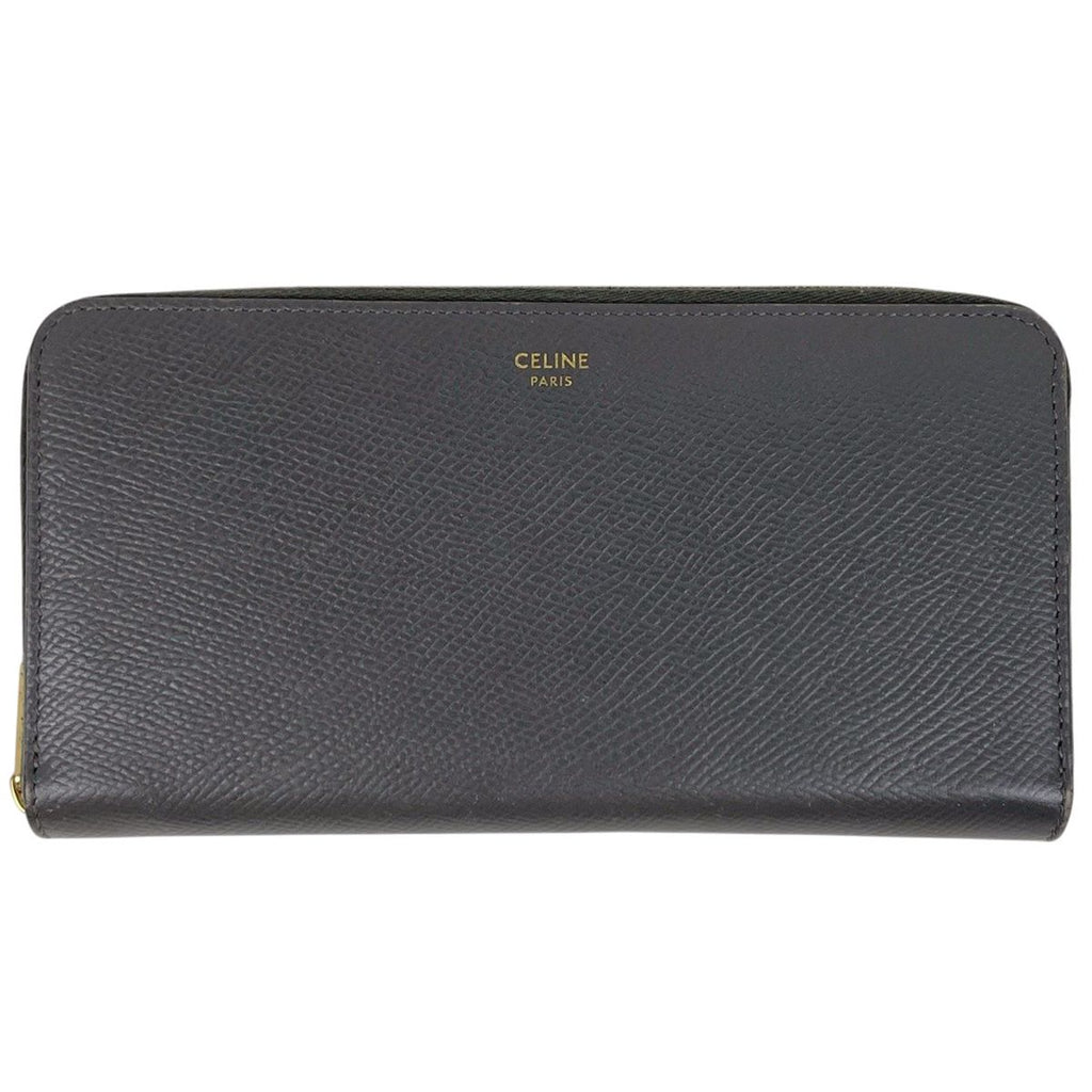 Celine Logo Wallet Leather Gray