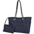 Chanel Deauville Line Chain Tote CC Logo Canvas Black