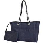 Chanel Deauville Line Chain Tote CC Logo Canvas Black