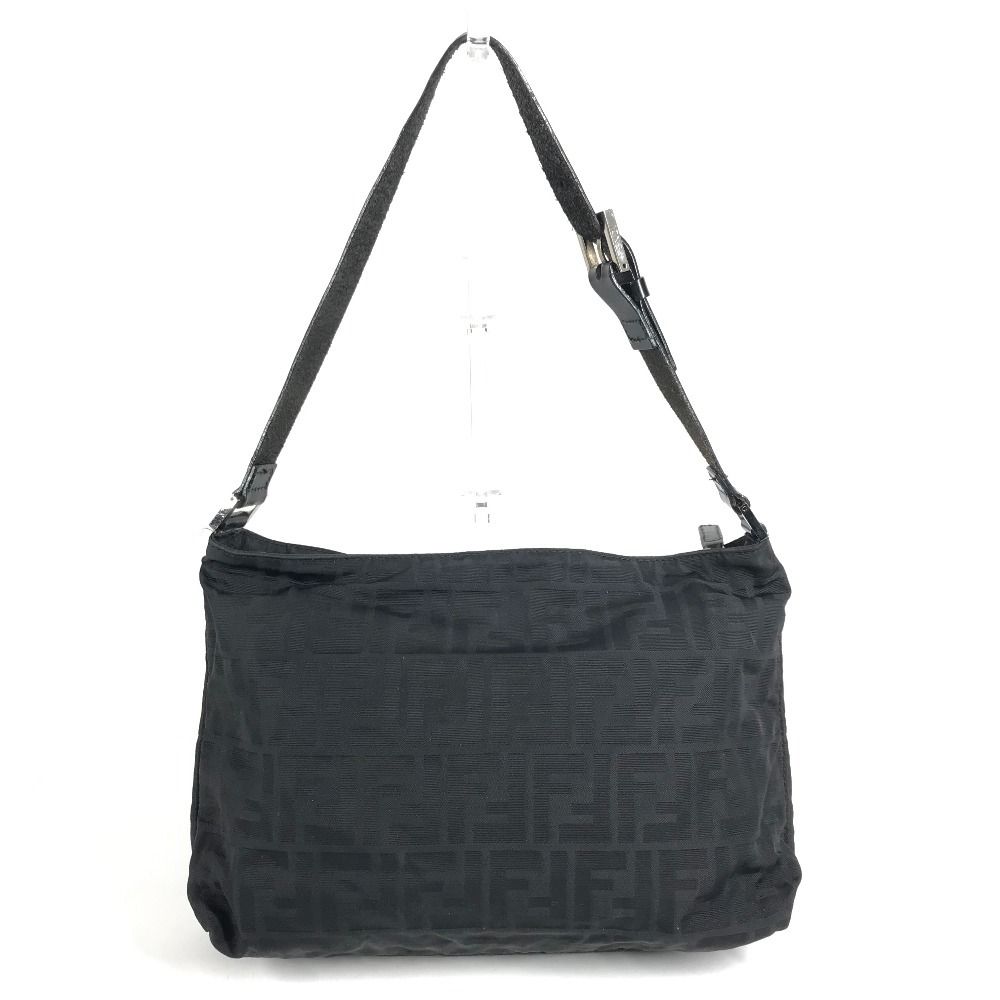 Fendi Shoulder Bag Zucca Logo Leather Nylon Black — view 2