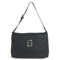 Fendi Shoulder Bag Zucca Logo Leather Nylon Black