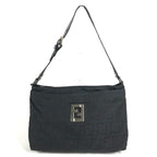 Fendi Shoulder Bag Zucca Logo Leather Nylon Black
