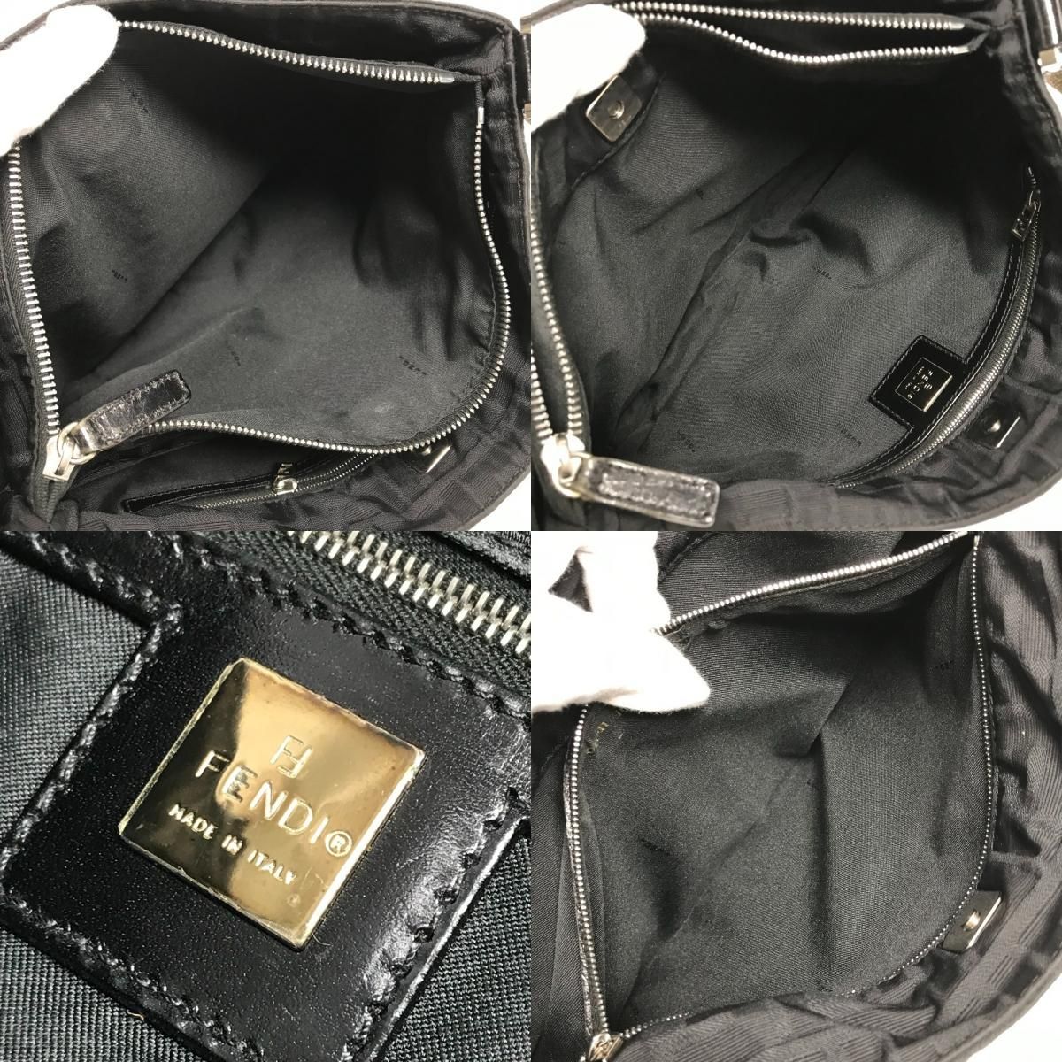 Fendi Shoulder Bag Zucca Logo Leather Nylon Black — view 9