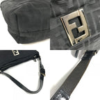 Fendi Shoulder Bag Zucca Logo Leather Nylon Black — view 7