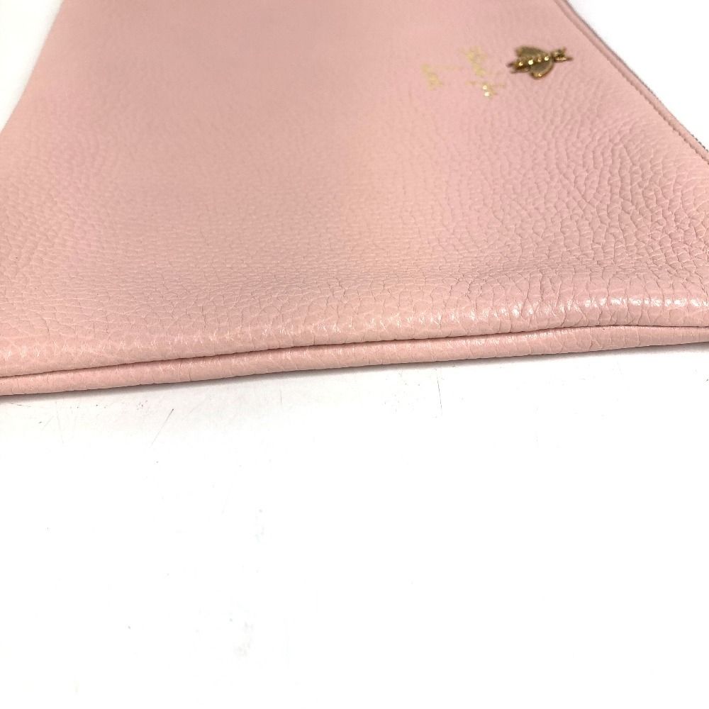 Gucci Clutch Logo Bee Leather Pink — view 8