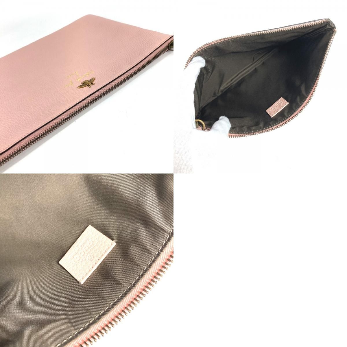 Gucci Clutch Logo Bee Leather Pink — view 9