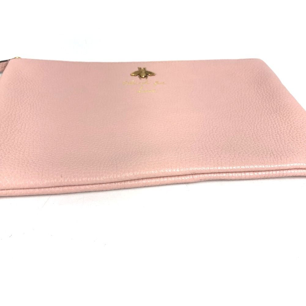 Gucci Clutch Logo Bee Leather Pink — view 5