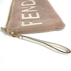 Fendi Clutch Logo Shearling Pink Beige — view 3
