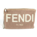 Fendi Clutch Logo Shearling Pink Beige