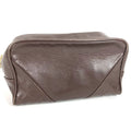Chanel Clutch Quilted Logo Leather Brown
