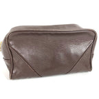 Chanel Clutch Quilted Logo Leather Brown