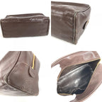 Chanel Clutch Quilted Logo Leather Brown — view 8