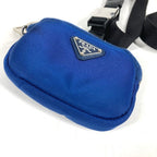 Prada Tall Pet Logo Pouch Nylon Blue — view 3