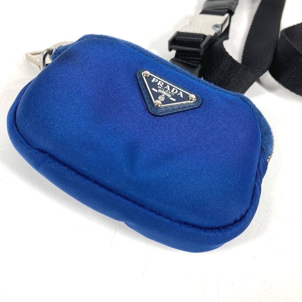 Prada Tall Pet Logo Pouch Nylon Blue — view 3