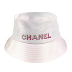 Chanel Hat Logo Rhinestone Sequin Cotton Pink