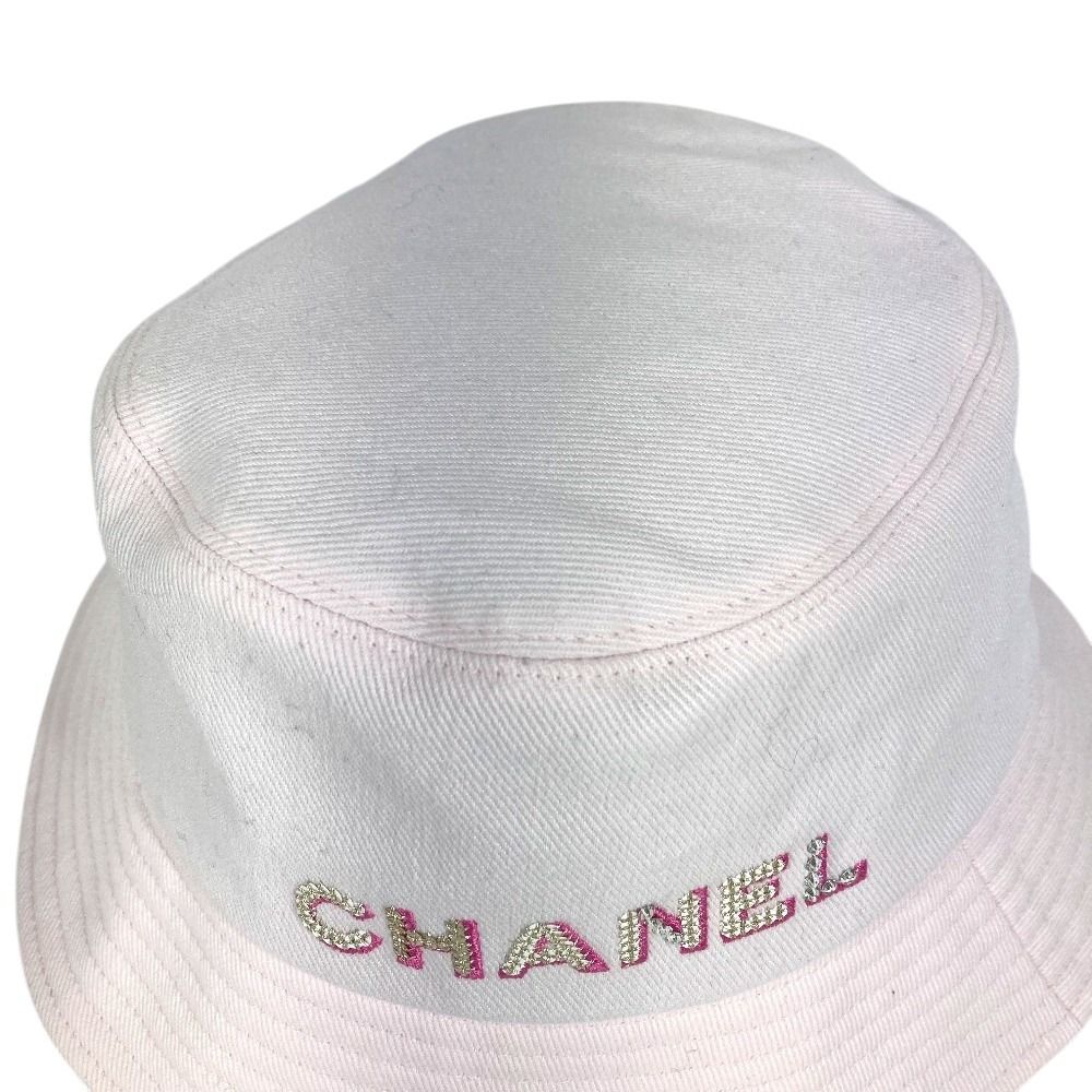 Chanel Hat Logo Rhinestone Sequin Cotton Pink — view 2