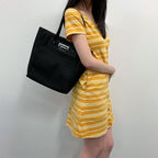 Fendi Zucca Pattern FF Logo Tote Canvas Leather Black Silver Vintage — view 2