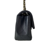 Chanel Shoulder Bag Mini Quilted Black Chain Gold Metal Lambskin — view 2