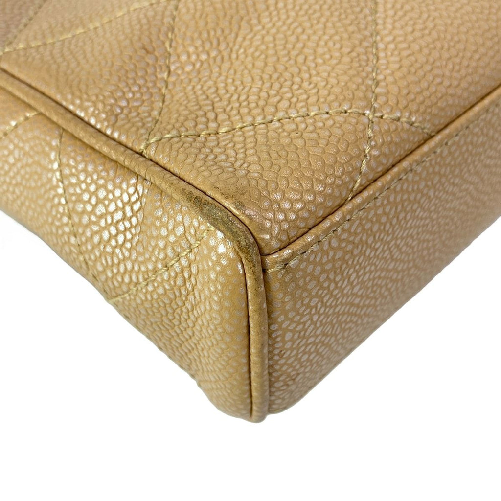 Chanel Shoulder Bag Quilted Light Brown Metallic Chain Gold — view 8