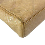 Chanel Shoulder Bag Quilted Light Brown Metallic Chain Gold — view 8