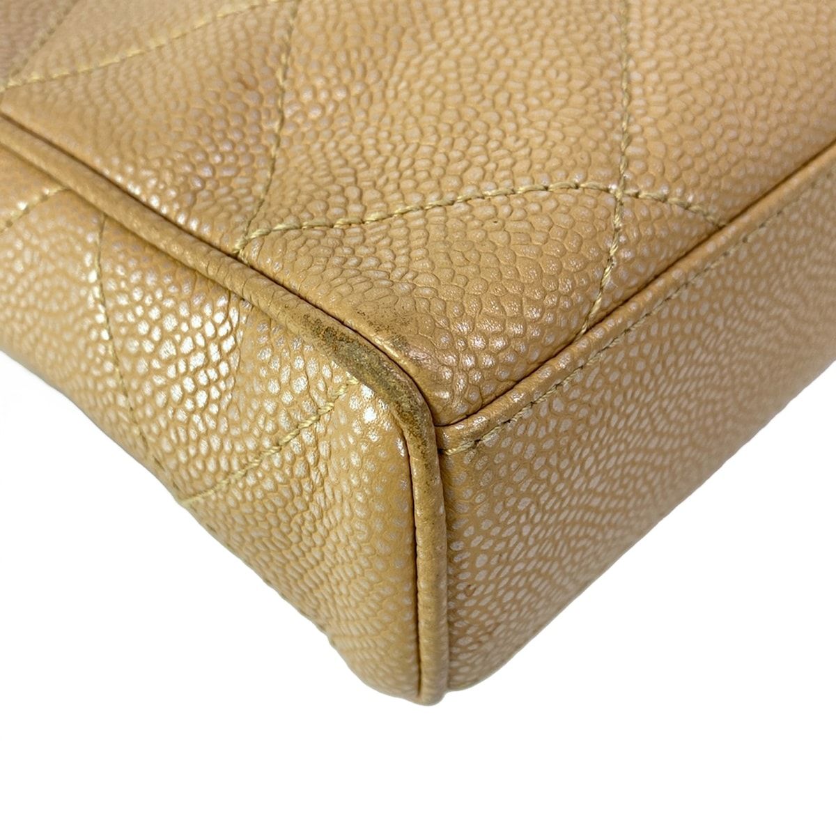 Chanel Shoulder Bag Quilted Light Brown Metallic Chain Gold — view 8