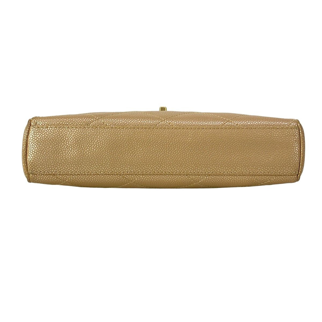 Chanel Shoulder Bag Quilted Light Brown Metallic Chain Gold — view 5