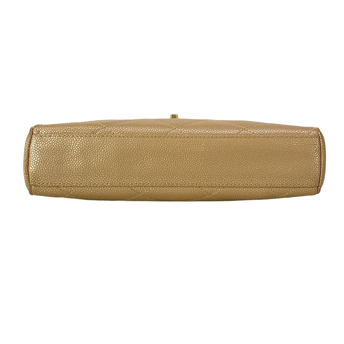 Chanel Shoulder Bag Quilted Light Brown Metallic Chain Gold — view 5