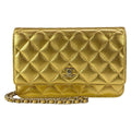 Chanel Wallet Quilted Gold Chain Metal Shoulder