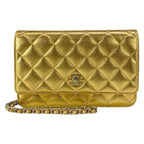 Chanel Wallet Quilted Gold Chain Metal Shoulder