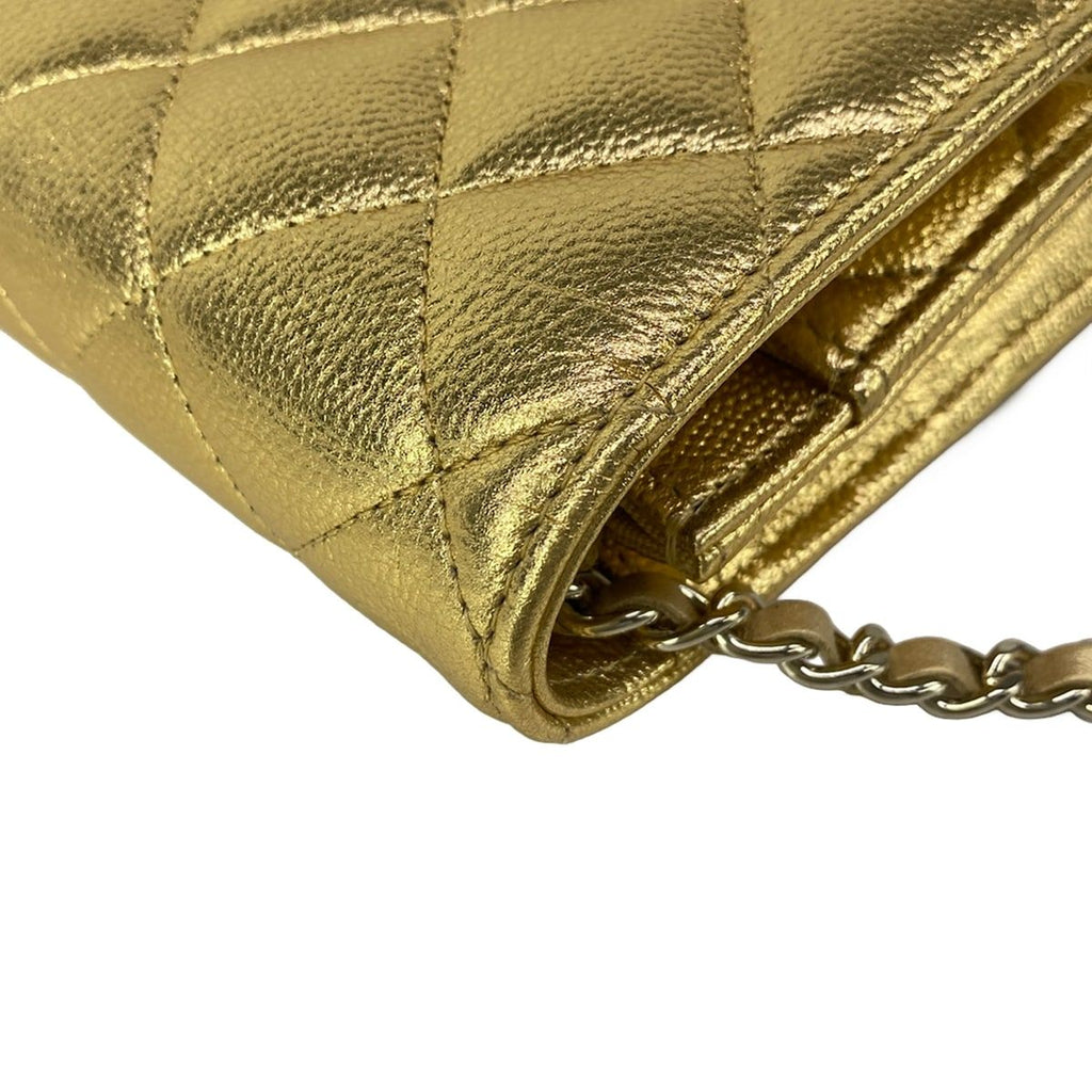 Chanel Wallet Quilted Gold Chain Metal Shoulder — view 8