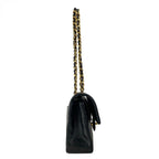 Chanel Shoulder Bag Double Flap Quilted Black Chain Gold Lambskin — view 2