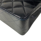 Chanel Shoulder Bag Double Flap Quilted Black Chain Gold Lambskin — view 7