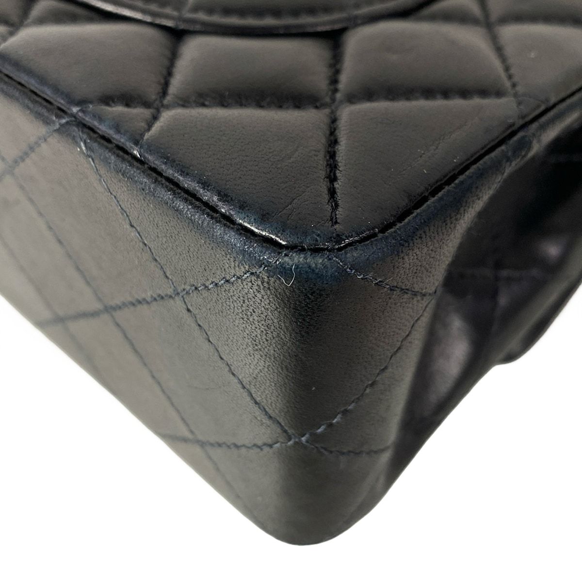 Chanel Shoulder Bag Double Flap Quilted Black Chain Gold Lambskin — view 9