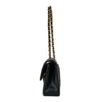 Chanel Shoulder Bag Double Flap Quilted Black Chain Gold Lambskin — view 4
