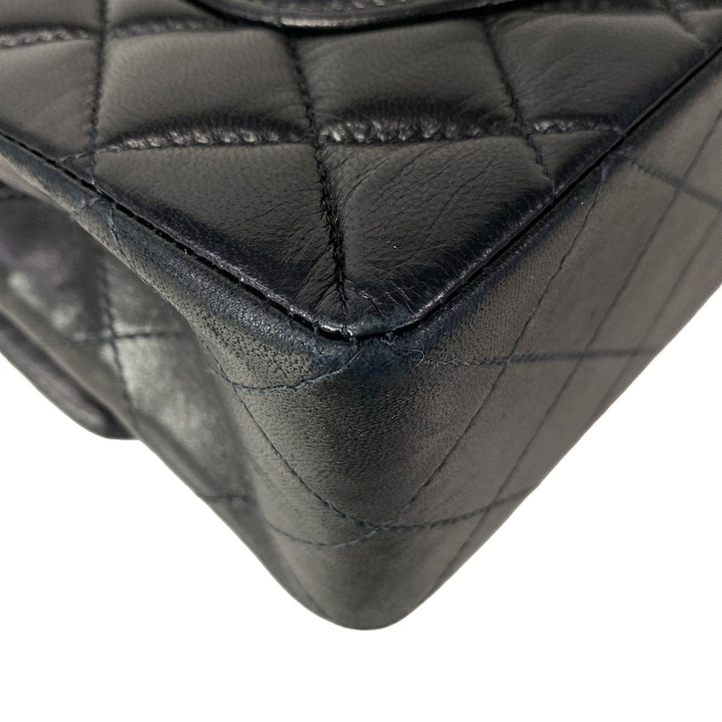 Chanel Shoulder Bag Double Flap Quilted Black Chain Gold Lambskin — view 8