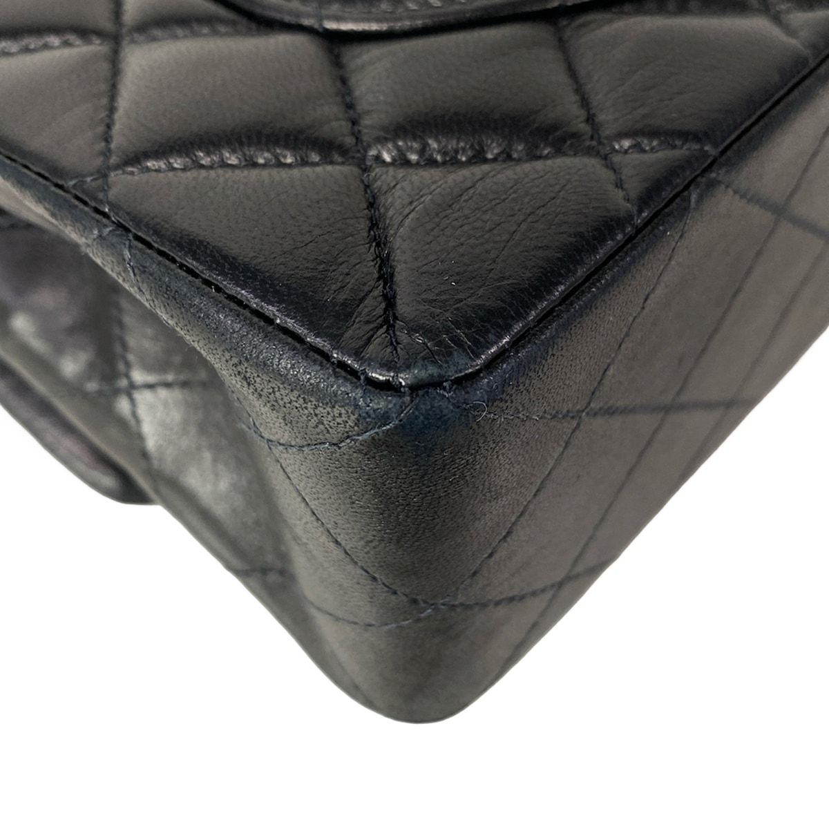 Chanel Shoulder Bag Double Flap Quilted Black Chain Gold Lambskin — view 8