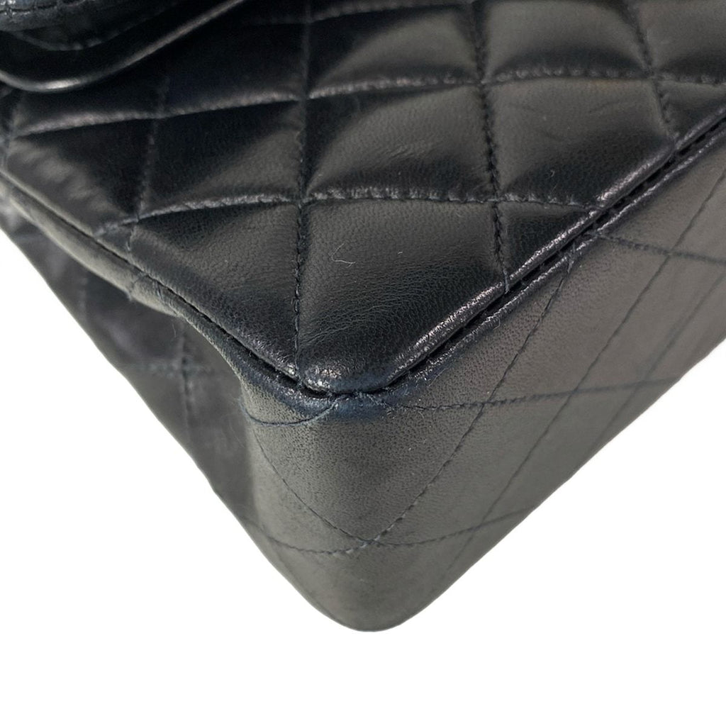 Chanel Shoulder Bag Double Flap Quilted Black Chain Gold Lambskin — view 6