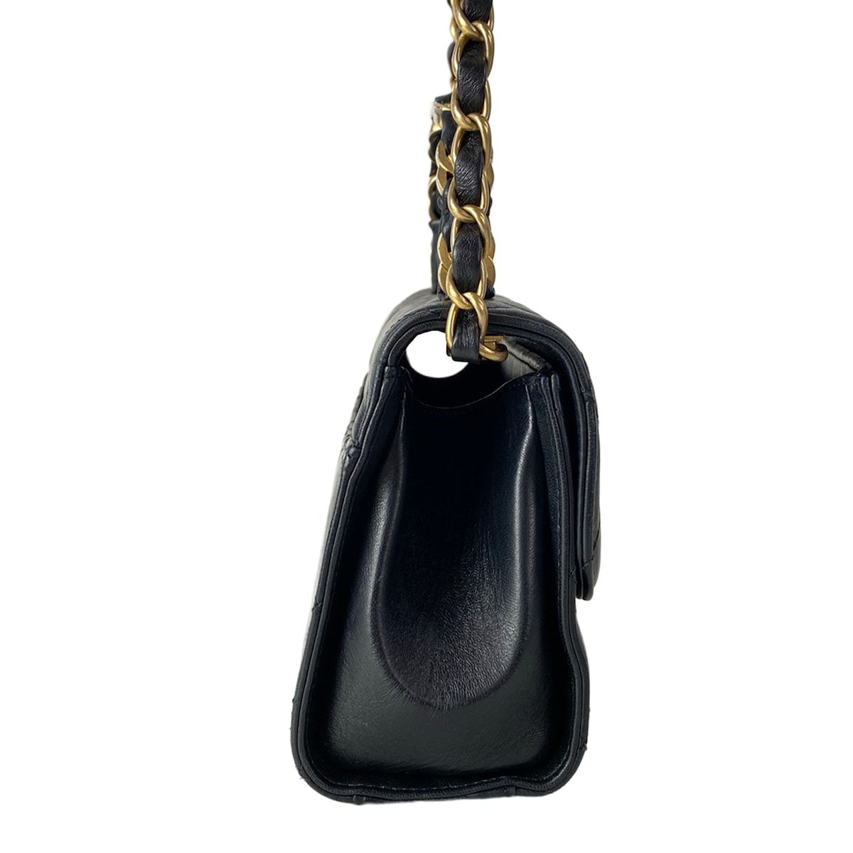 Chanel Shoulder Bag Top Handle Mini Flap Quilted Black Matt Togo 2-Way Lambskin — view 2