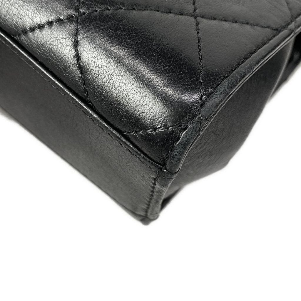 Chanel Shoulder Bag Top Handle Mini Flap Quilted Black Matt Togo 2-Way Lambskin — view 7