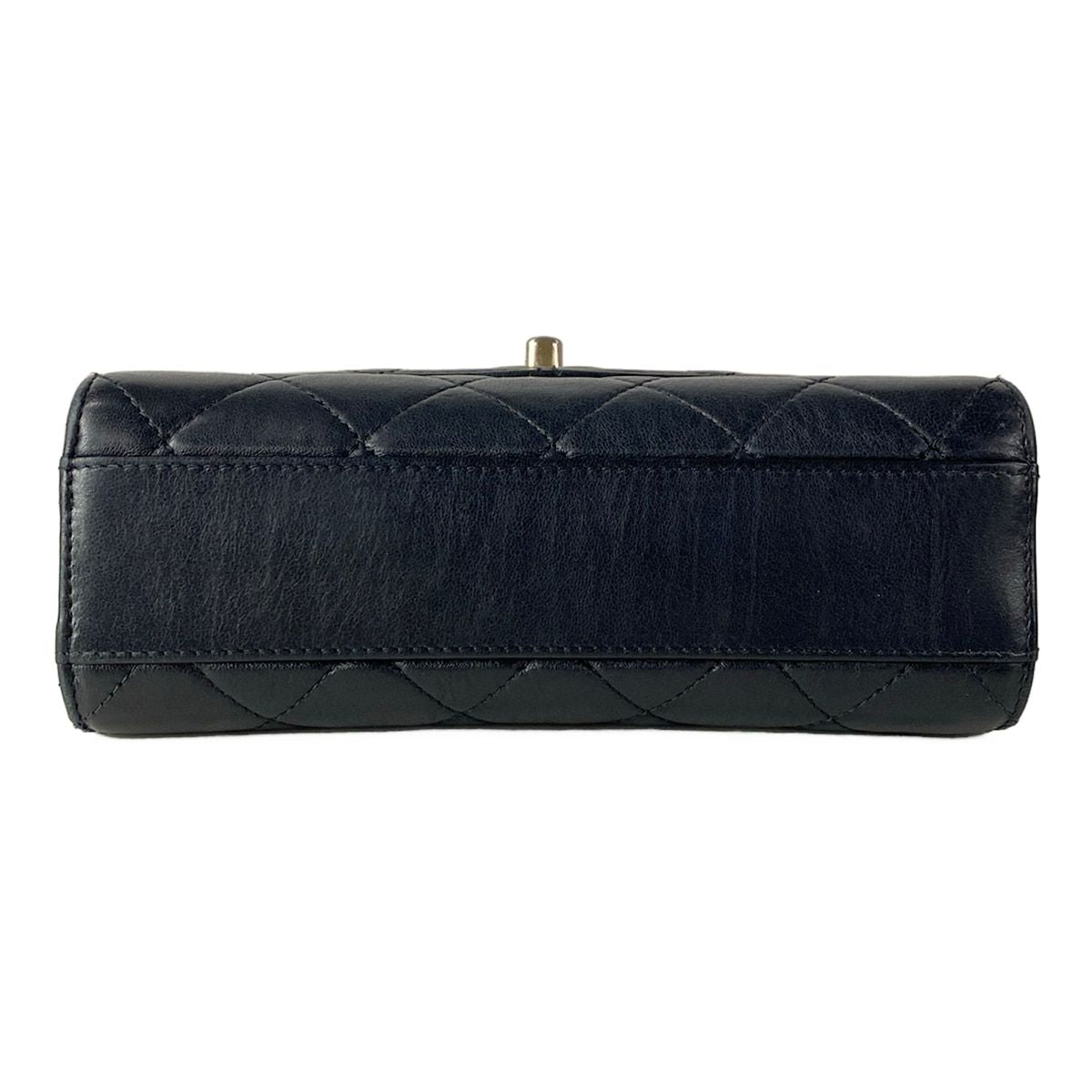 Chanel Shoulder Bag Top Handle Mini Flap Quilted Black Matt Togo 2-Way Lambskin — view 5
