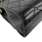 Chanel Shoulder Bag Top Handle Mini Flap Quilted Black Matt Togo 2-Way Lambskin — view 8