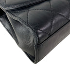 Chanel Shoulder Bag Top Handle Mini Flap Quilted Black Matt Togo 2-Way Lambskin — view 6