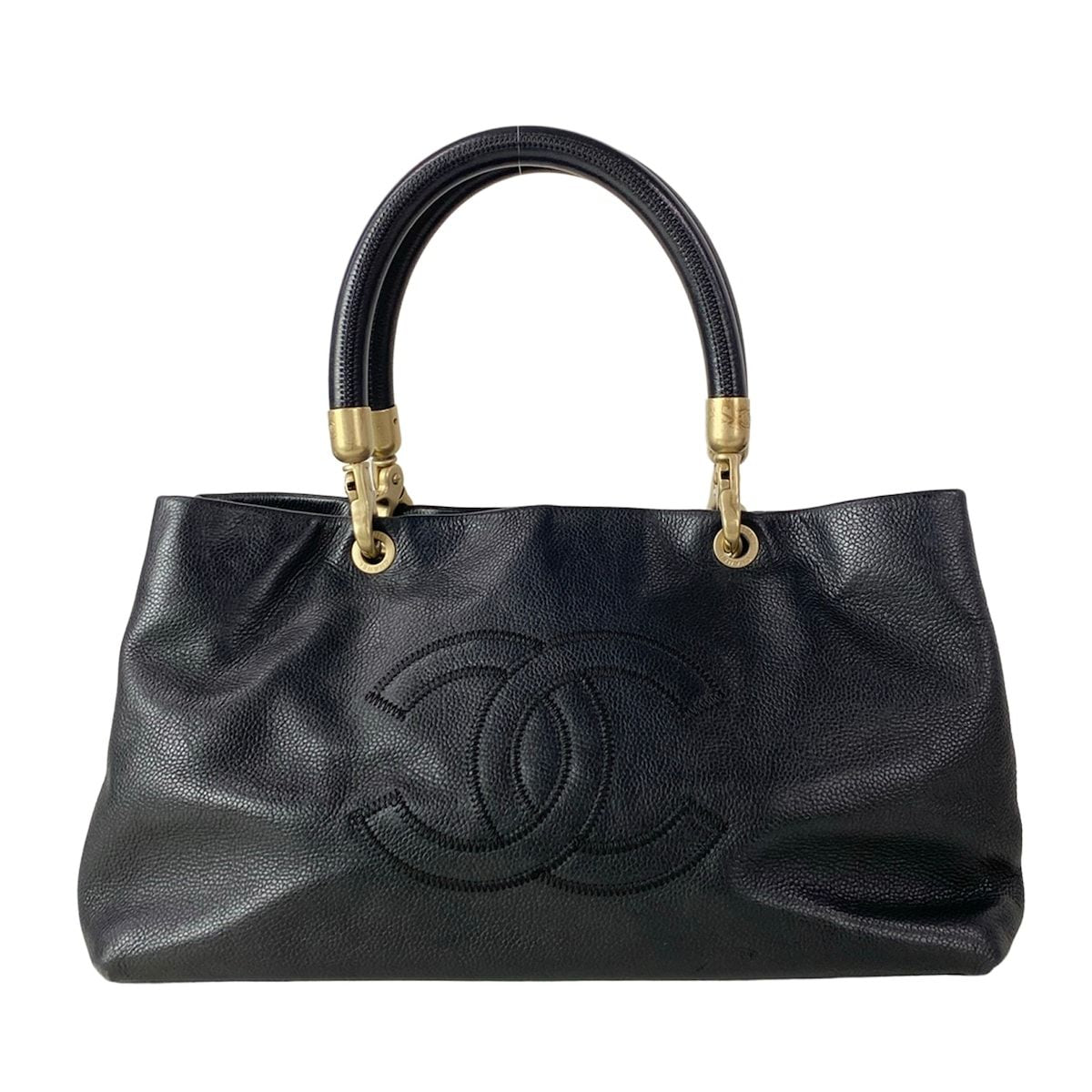 Chanel Tote Black Matt Togo CC Logo