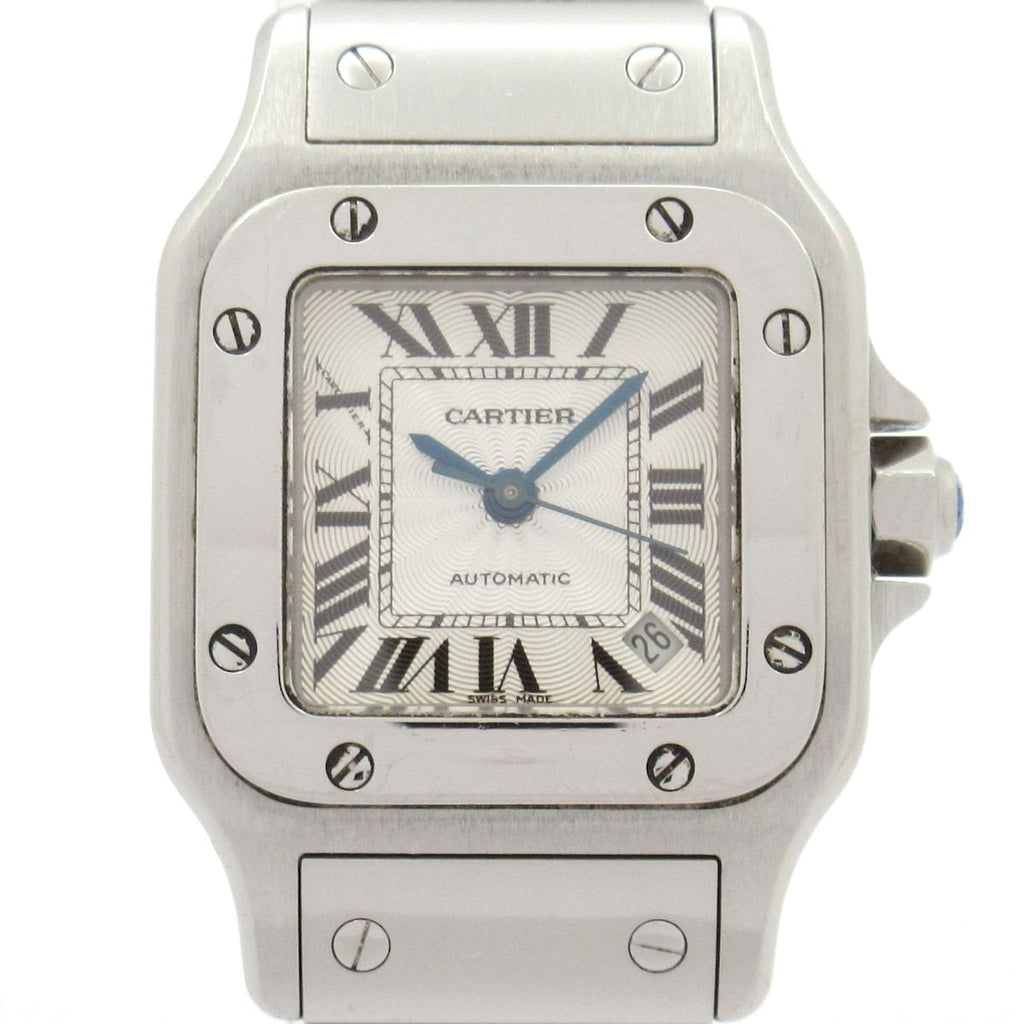Cartier Watch Santos Galbe SM SS Guilloche Dial Silver