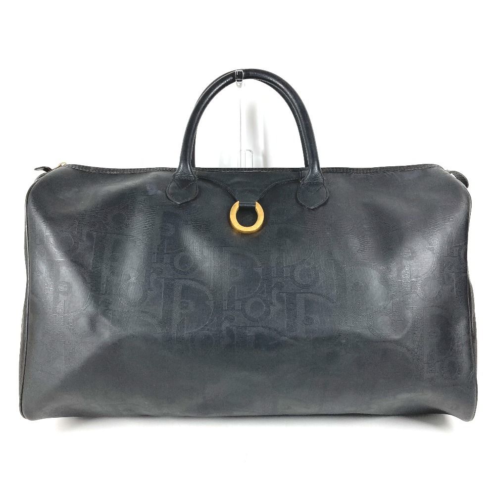 Dior Boston Bag Trotter Logo Leather Black